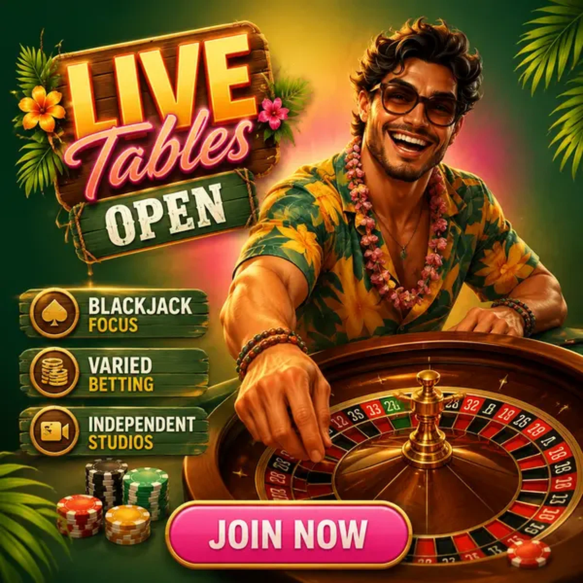 Croupier en direct faisant tourner la roulette aux Tables en Direct Ouvertes Maintenant sur Cinq Studios